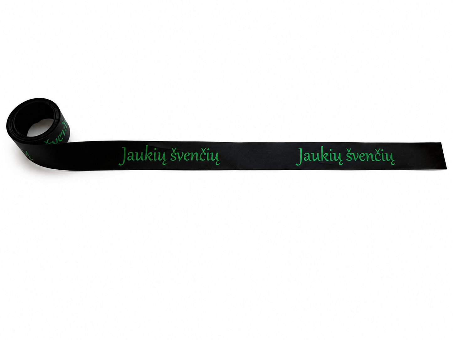 Jaukių švenčių žalia Satino juostelė