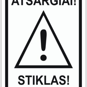Lipnios etiketės ATSARGIAI! STIKLAS!